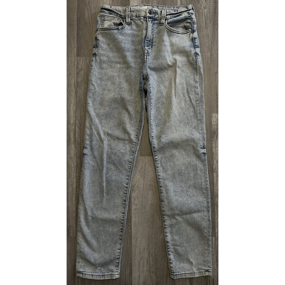 Willow + Root The High Rise Mom Jeans Womens Size 27 Blue Distressed Stretch